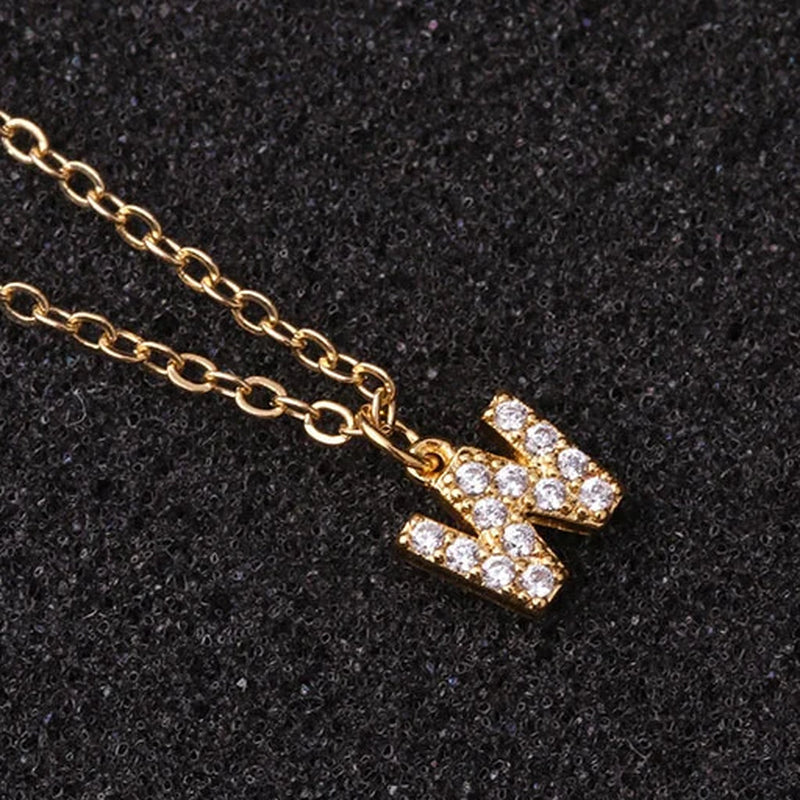 Zircon Tiny A-Z Letter Pendant Necklace for Women Charm Initial Alphabet Choker Necklaces Jewelry Gifts Bijoux Femme Wholesale