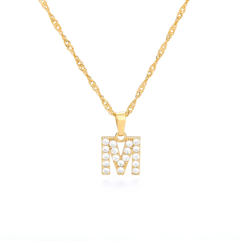 Zircon Tiny A-Z Letter Pendant Necklace for Women Charm Initial Alphabet Choker Necklaces Jewelry Gifts Bijoux Femme Wholesale