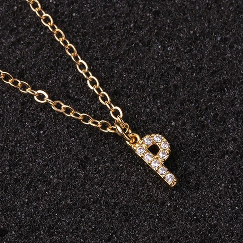 Zircon Tiny A-Z Letter Pendant Necklace for Women Charm Initial Alphabet Choker Necklaces Jewelry Gifts Bijoux Femme Wholesale