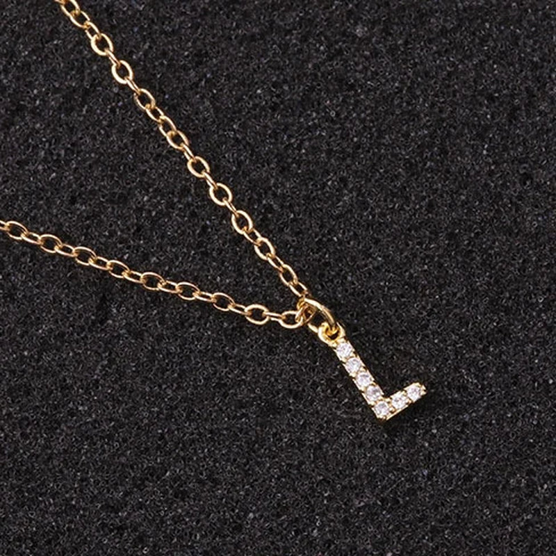 Zircon Tiny A-Z Letter Pendant Necklace for Women Charm Initial Alphabet Choker Necklaces Jewelry Gifts Bijoux Femme Wholesale