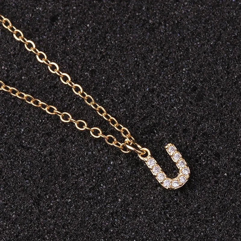 Zircon Tiny A-Z Letter Pendant Necklace for Women Charm Initial Alphabet Choker Necklaces Jewelry Gifts Bijoux Femme Wholesale