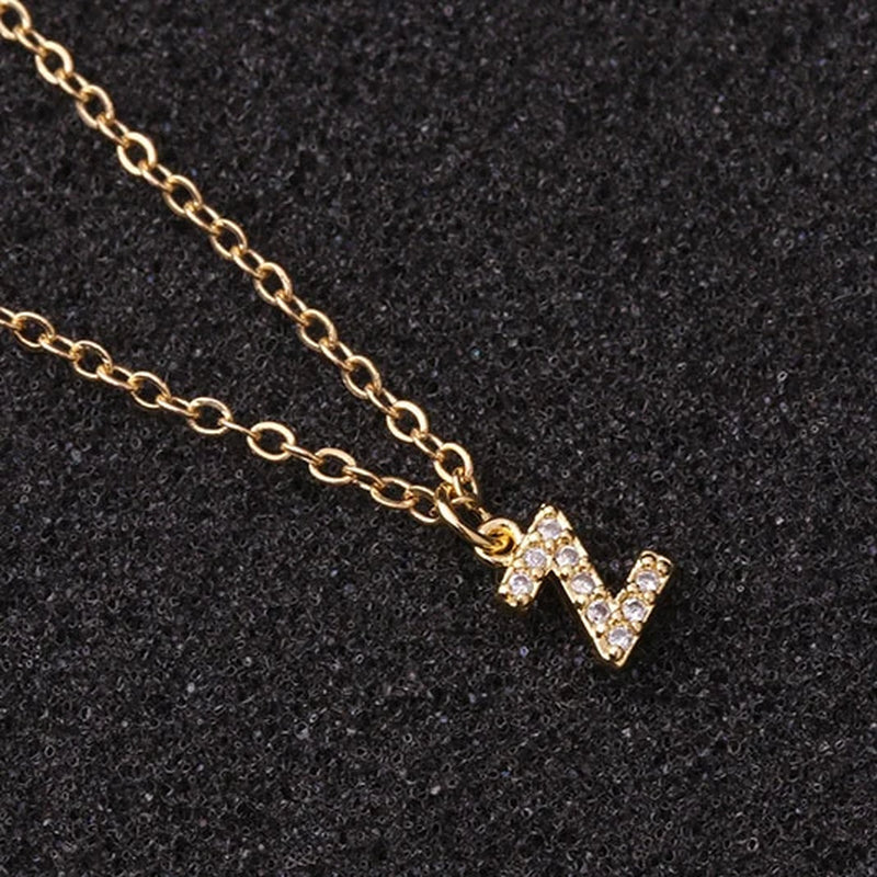 Zircon Tiny A-Z Letter Pendant Necklace for Women Charm Initial Alphabet Choker Necklaces Jewelry Gifts Bijoux Femme Wholesale