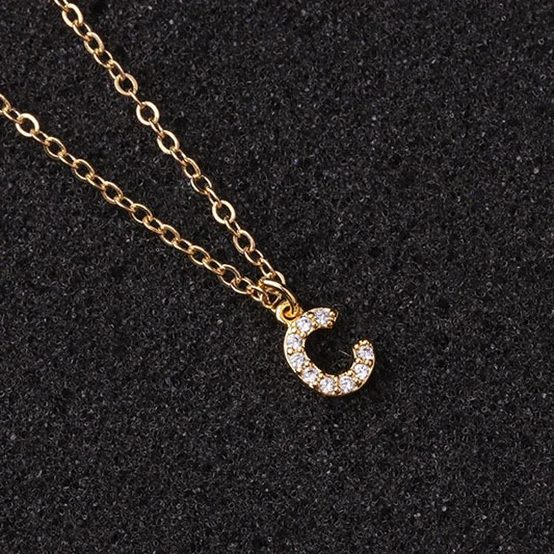 Zircon Tiny A-Z Letter Pendant Necklace for Women Charm Initial Alphabet Choker Necklaces Jewelry Gifts Bijoux Femme Wholesale