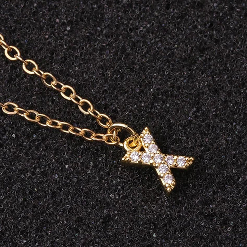 Zircon Tiny A-Z Letter Pendant Necklace for Women Charm Initial Alphabet Choker Necklaces Jewelry Gifts Bijoux Femme Wholesale