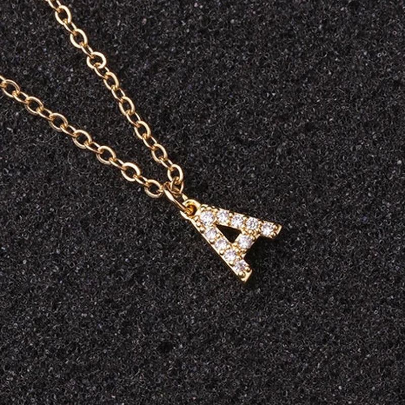Zircon Tiny A-Z Letter Pendant Necklace for Women Charm Initial Alphabet Choker Necklaces Jewelry Gifts Bijoux Femme Wholesale