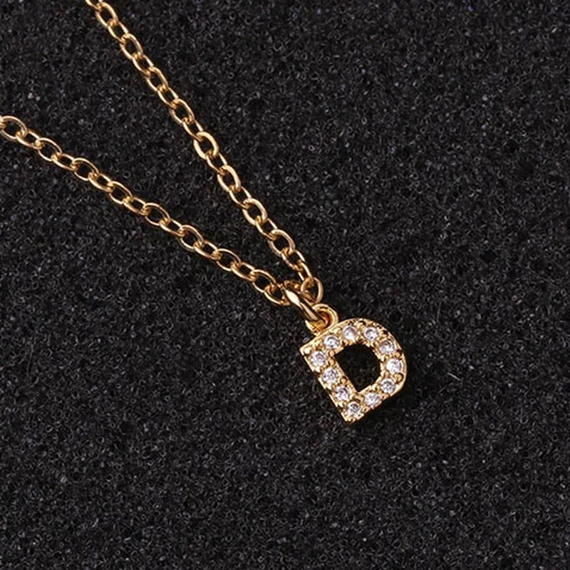 Zircon Tiny A-Z Letter Pendant Necklace for Women Charm Initial Alphabet Choker Necklaces Jewelry Gifts Bijoux Femme Wholesale