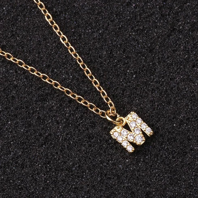 Zircon Tiny A-Z Letter Pendant Necklace for Women Charm Initial Alphabet Choker Necklaces Jewelry Gifts Bijoux Femme Wholesale