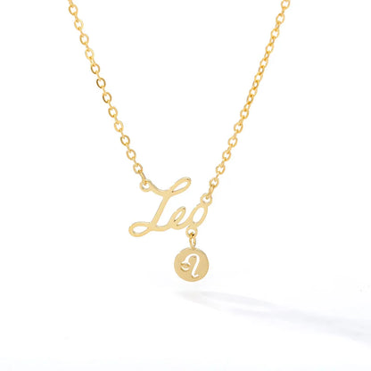 Horoscope Zodiac Necklaces Stainless Steel Astrology Constellation Coin Sign Chain Necklaces for Women Girls