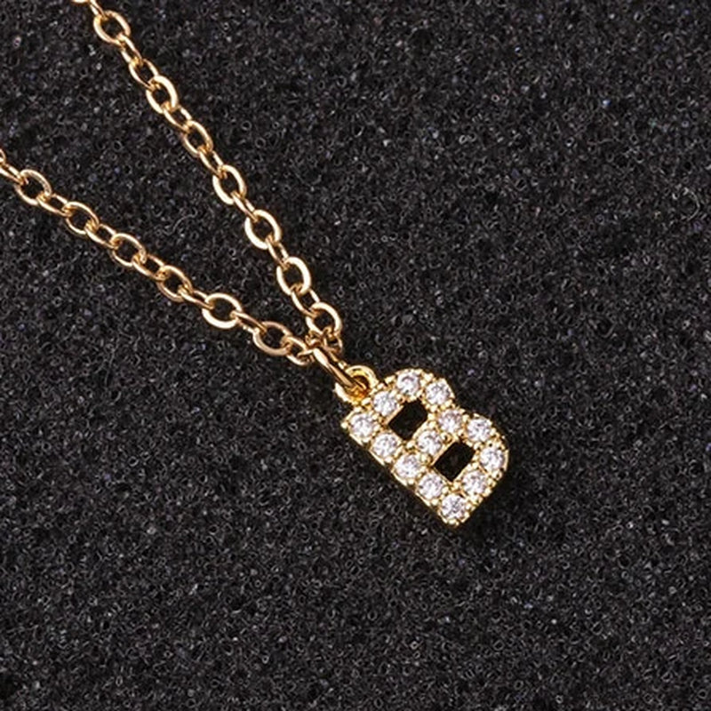 Zircon Tiny A-Z Letter Pendant Necklace for Women Charm Initial Alphabet Choker Necklaces Jewelry Gifts Bijoux Femme Wholesale