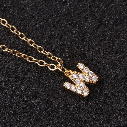 Zircon Tiny A-Z Letter Pendant Necklace for Women Charm Initial Alphabet Choker Necklaces Jewelry Gifts Bijoux Femme Wholesale