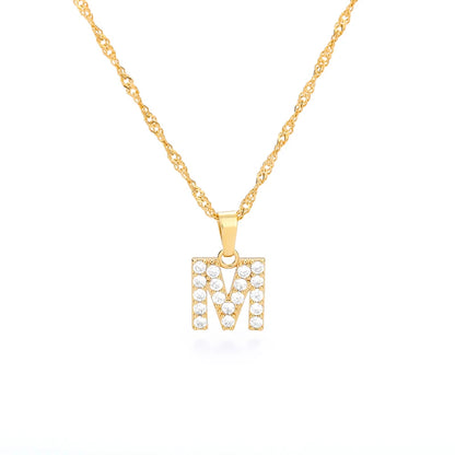 Zircon Tiny A-Z Letter Pendant Necklace for Women Charm Initial Alphabet Choker Necklaces Jewelry Gifts Bijoux Femme Wholesale