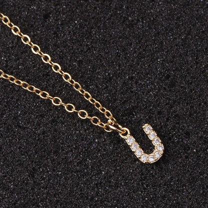 Zircon Tiny A-Z Letter Pendant Necklace for Women Charm Initial Alphabet Choker Necklaces Jewelry Gifts Bijoux Femme Wholesale
