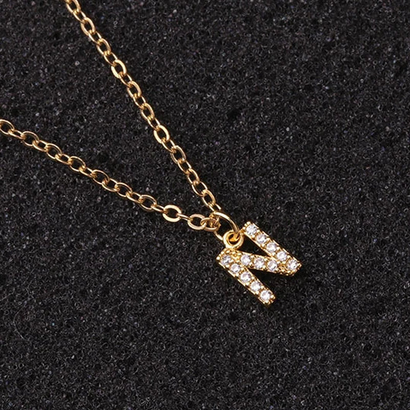 Zircon Tiny A-Z Letter Pendant Necklace for Women Charm Initial Alphabet Choker Necklaces Jewelry Gifts Bijoux Femme Wholesale
