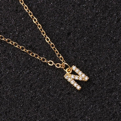 Zircon Tiny A-Z Letter Pendant Necklace for Women Charm Initial Alphabet Choker Necklaces Jewelry Gifts Bijoux Femme Wholesale
