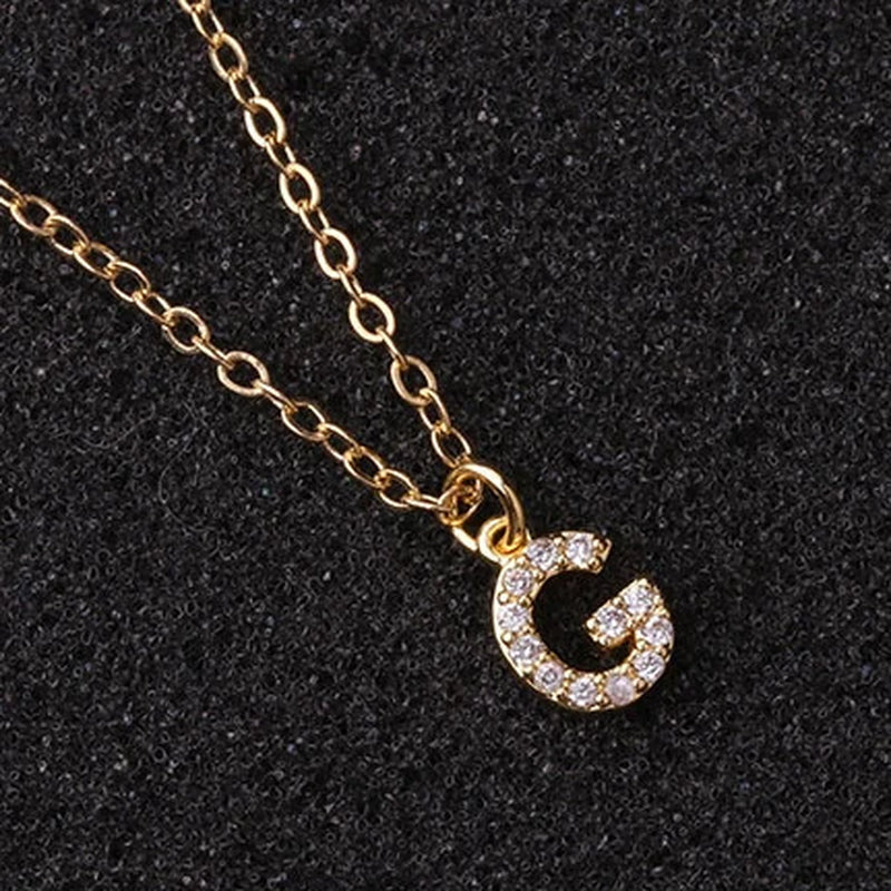Zircon Tiny A-Z Letter Pendant Necklace for Women Charm Initial Alphabet Choker Necklaces Jewelry Gifts Bijoux Femme Wholesale
