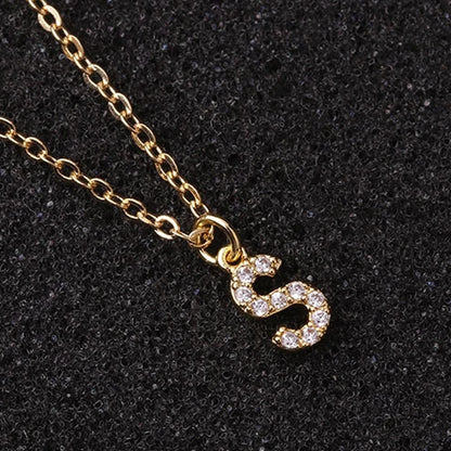 Zircon Tiny A-Z Letter Pendant Necklace for Women Charm Initial Alphabet Choker Necklaces Jewelry Gifts Bijoux Femme Wholesale