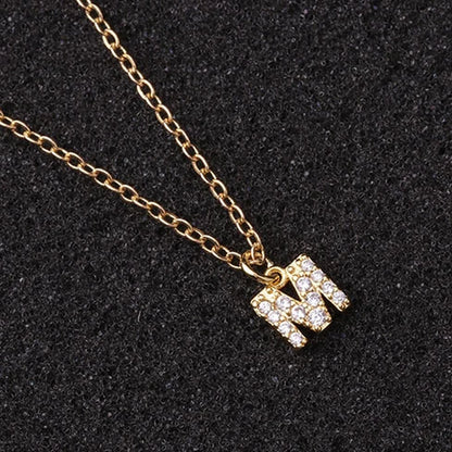 Zircon Tiny A-Z Letter Pendant Necklace for Women Charm Initial Alphabet Choker Necklaces Jewelry Gifts Bijoux Femme Wholesale