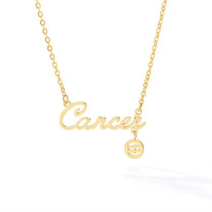 Horoscope Zodiac Necklaces Stainless Steel Astrology Constellation Coin Sign Chain Necklaces for Women Girls